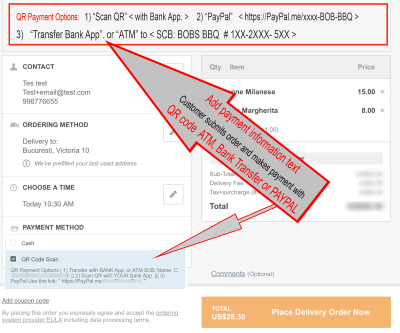 Custom Text Payment Information